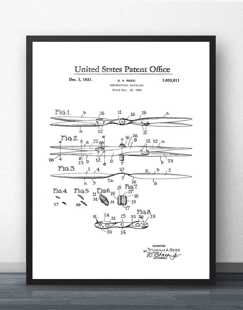 Аэронавтический винт патент схема Настенная картина Настенный декор холст