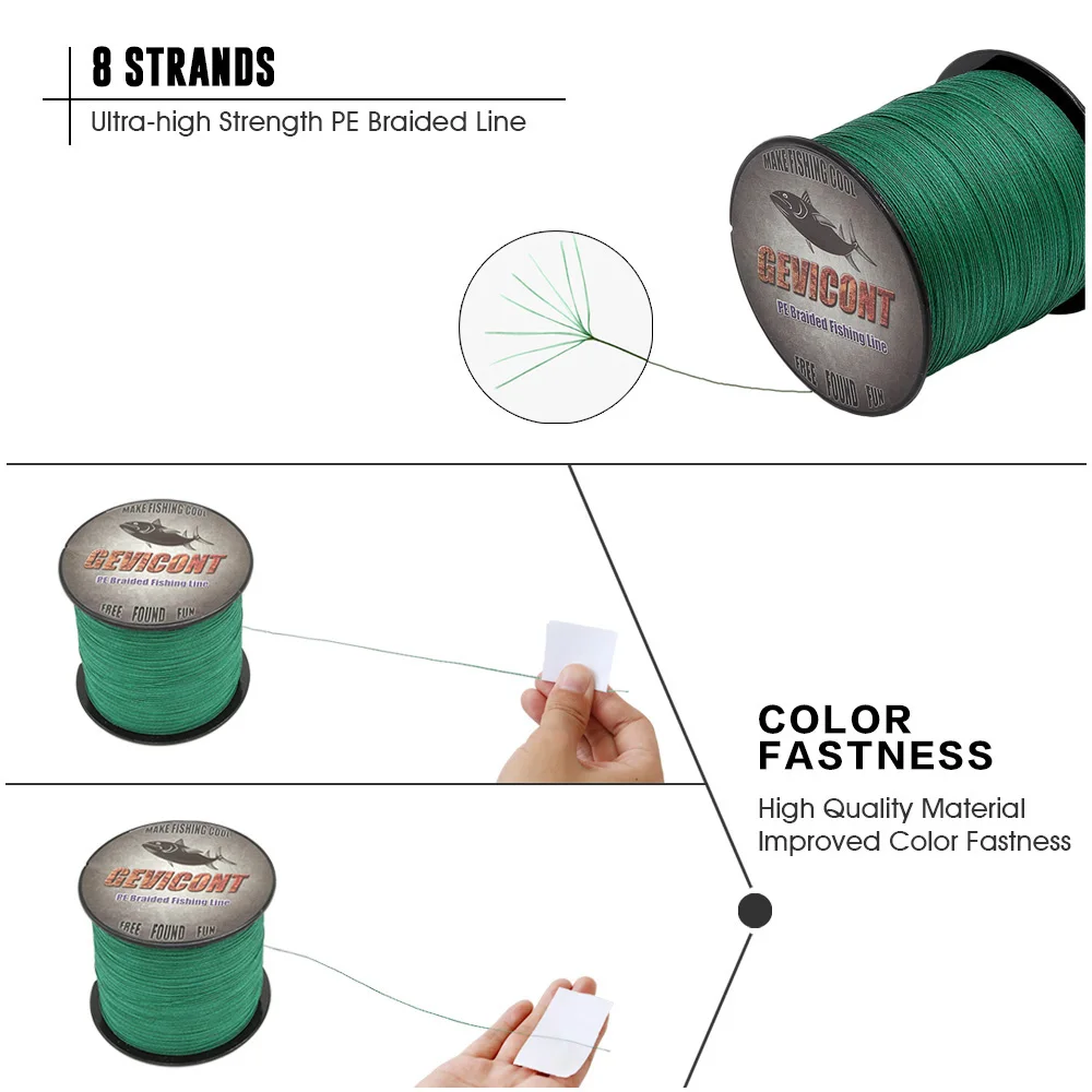 Плетеная рыболовная леска 10 300 фунтов Полиэтиленовая армейского зеленого цвета