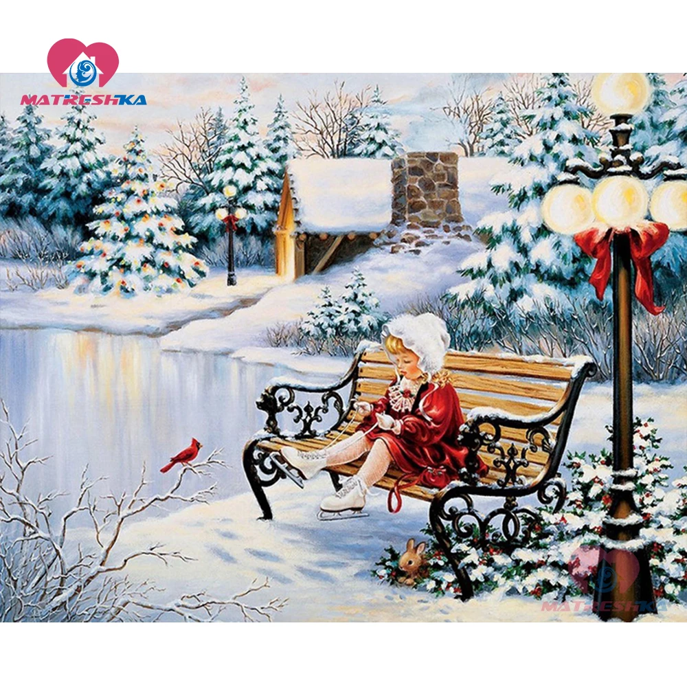 Алмазная живопись полная выкладка Рождественская вышивка новогодняя картина