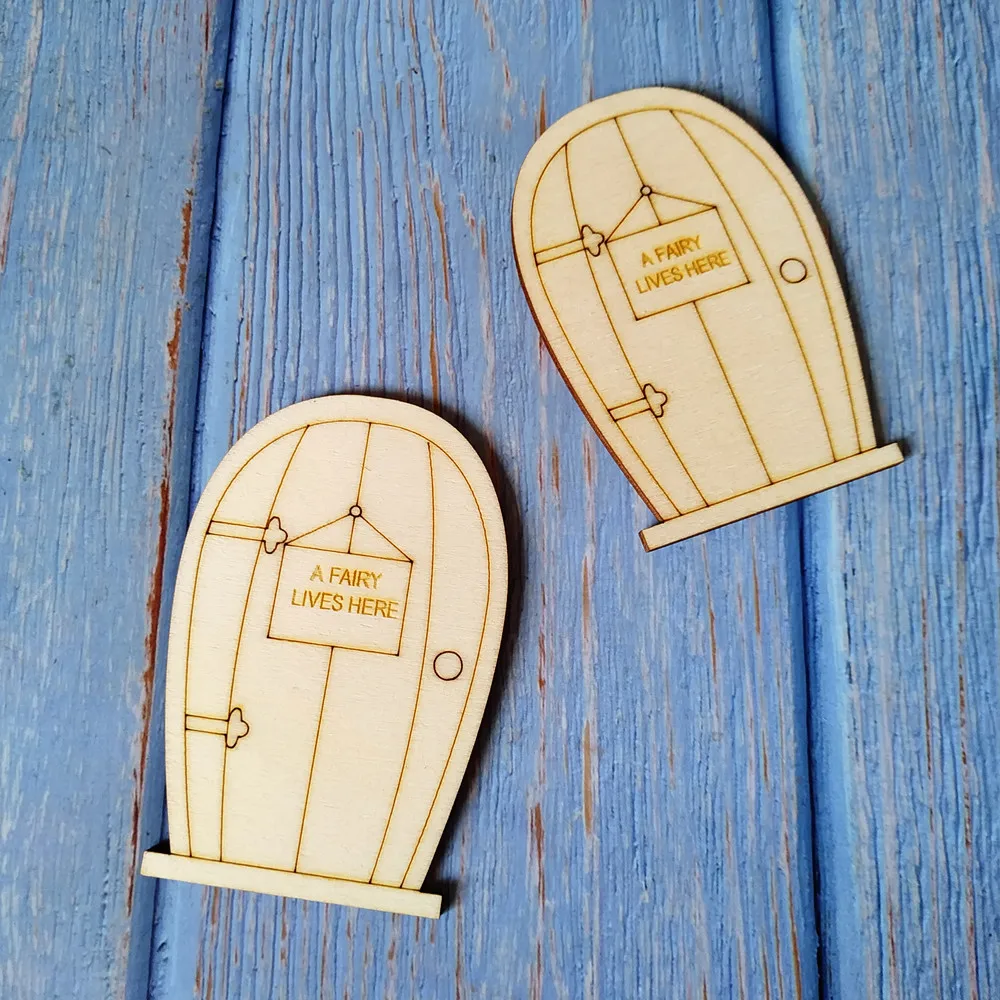 

10pcs A Fairy Lives Here Wooden Fairy Door DIY Craft Shape Fairy Doors Ideal for Gift Bags Part