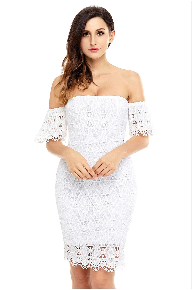 Новинка 2018 кружевные вечерние платья Элегантное Белое Облегающее платье с