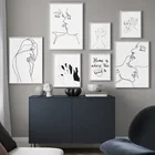 Абстрактная линия Рисование любовь поцелуй сексуальная девушка настенная живопись холст скандинавские плакаты и принты настенные картинки для декора гостиной