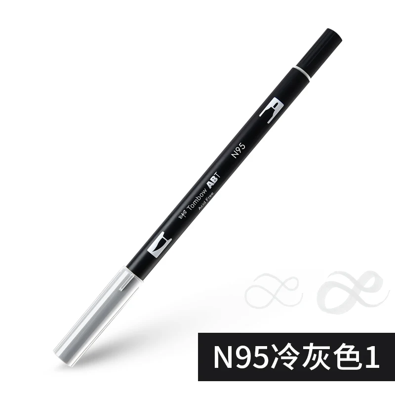 TOMBOW, двойная кисть, ручка, 96 цветов, двойная головка, художественные маркеры, акварельная основа, моющийся мягкий наконечник для рисования, письма, набросков, ABT - Цвет: N95