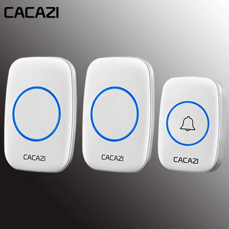 CACAZI AC 100-240 в дверной звонок Водонепроницаемый 300 м Рабочий диапазон беспроводной дверной звонок 1 передатчик+ 2 приемника 38 кольцевых мелодий дверной Звонок - Цвет: white1x2