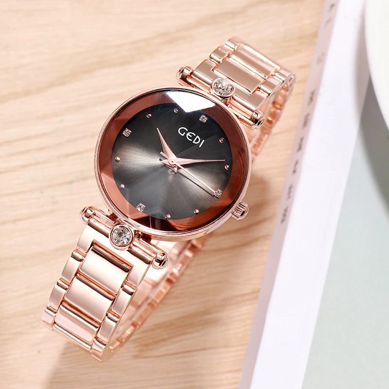 GEDI Rosegold Quartz Women's Watches Top Brand Luxury Ladies Clock Fashion Women Watch Simple Female Wristwatch reloj mujer New