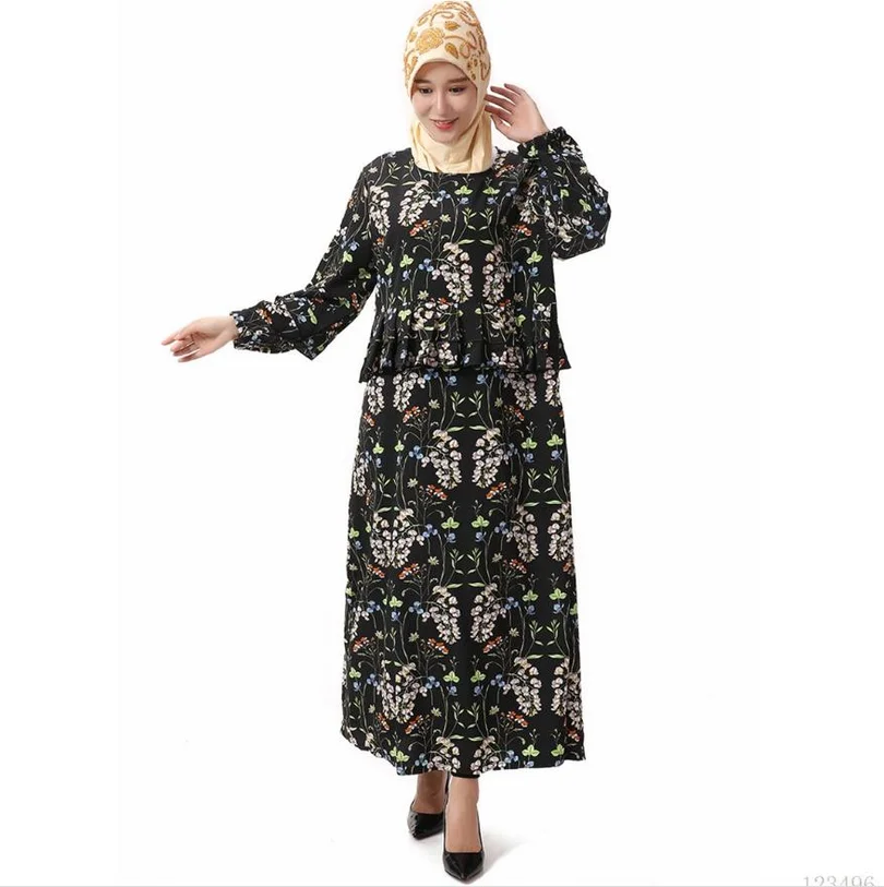 Мусульманский халат для взрослых Дубай оборки льняная джинсовая ткань