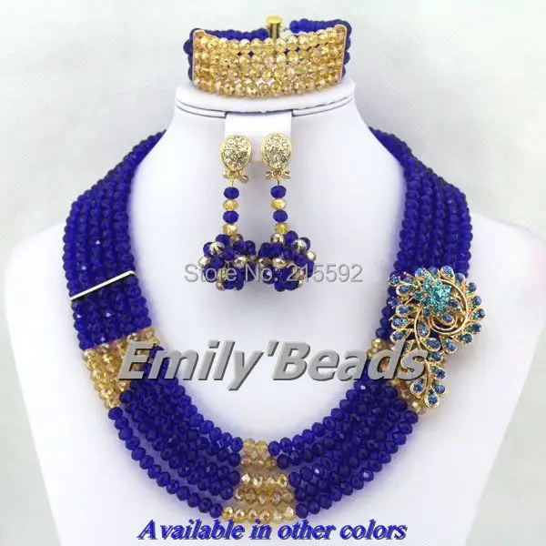 5 рядов африканские королевские синие бусины ювелирные наборы нигерийские