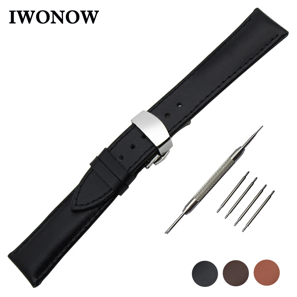 Ремешок из натуральной кожи для наручных часов браслет с пряжкой бабочкой Citizen 18