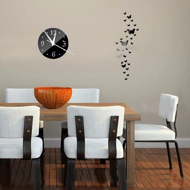 Акриловые зеркальные настенные часы 3d сделай сам винтажные большие декоративные