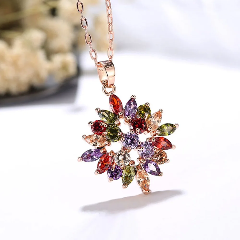 CARSINEL модное розовое золото цвет ожерелья подвески с разноцветным AAA кубическим
