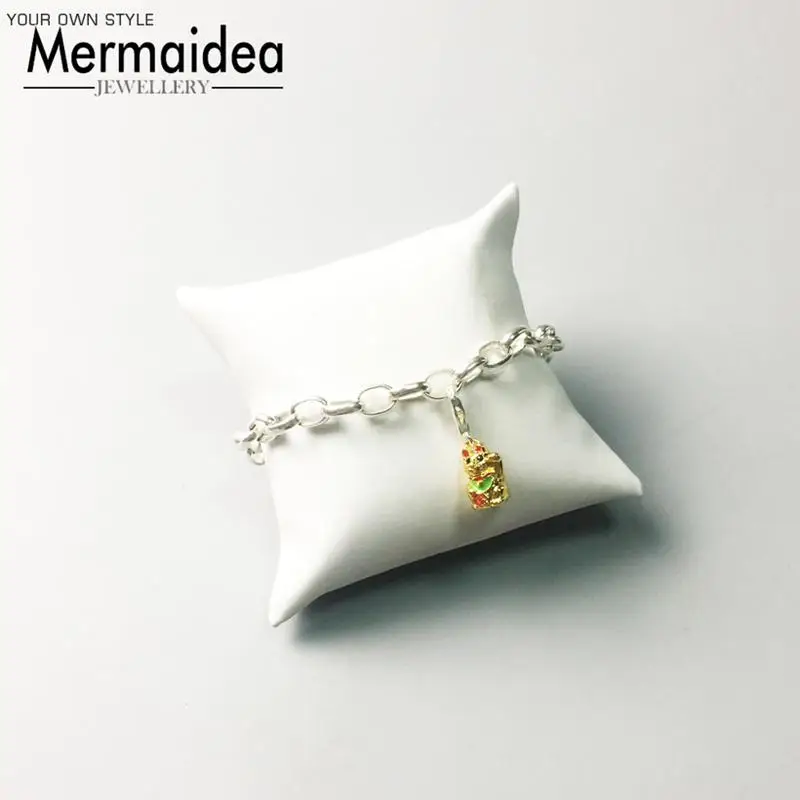 Кошка Charm Кулон Ювелирное Украшение 925 пробы серебристый, черный клуб ожерелье браслет Шарм для Для женщин