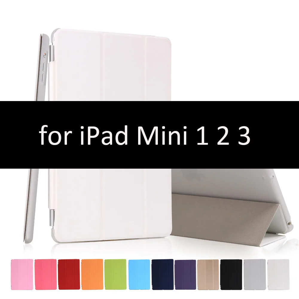 Чехол для for IPad Mini 1/2/3, golp 2 в 1 идеально подходит Магнитный искусственная кожа Smart Cover ПК прозрачный чехол для for IPad Mini 1/ 2/3 - Цвет: White-123
