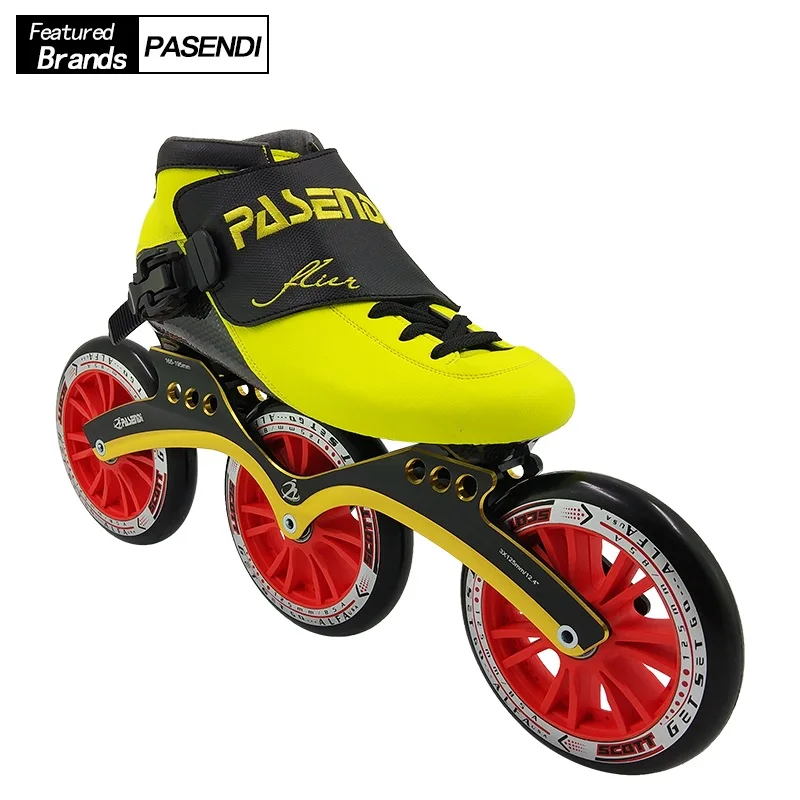 PASENDI профессиональные скоростные коньки 125 мм Patines взрослых Обувь для роликов, скейтборда детские роликовые коньки с расположением колёс в линию сапоги для женщин и мужчин начинающих колеса - Цвет: same as picture