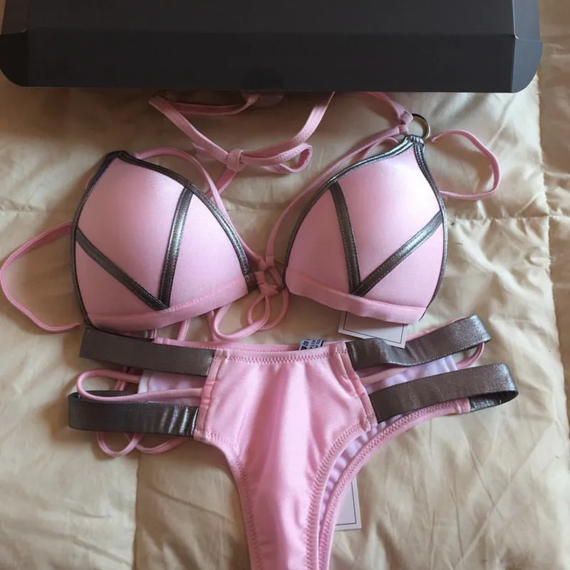 Купальник женский с чашками пуш ап однотонный хлопковый купальник завышенной