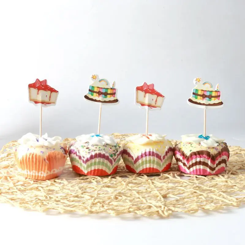 24 шт. с днем рождения котенок воздушный шар кекс Топпер С Днем Рождения Вечеринка