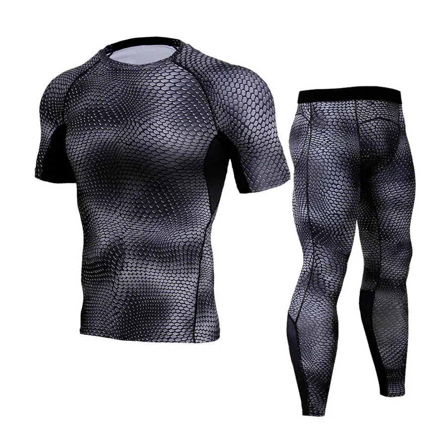 black 2 short Мужской Тренировочный Набор для спортзала сжатая 3D спортивная одежда Многофункциональный Спортивный костюм Беговые костюмы Зимние тренировки термобелье колготки - Цвет: black 2 short