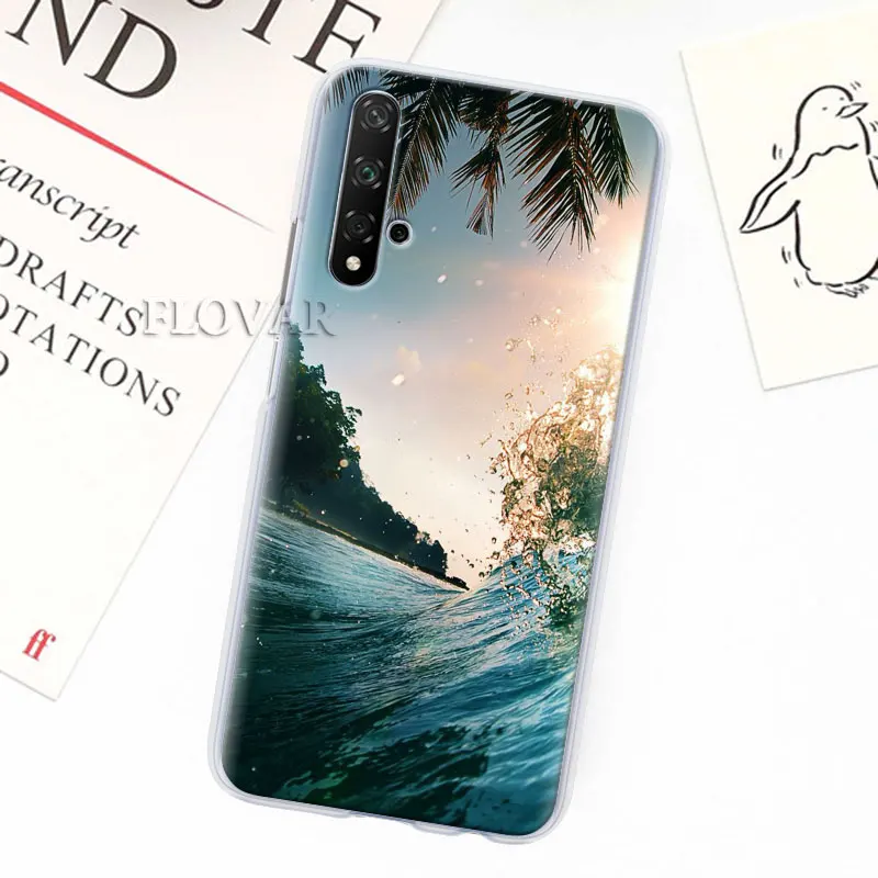 Волнистый художественный японский зеленый Ил чехол для телефона s для Honor 20 Pro 9 10 Lite Y7 Y9 8X 8A 8C 8S View 20 Чехол Жесткий PC чехол