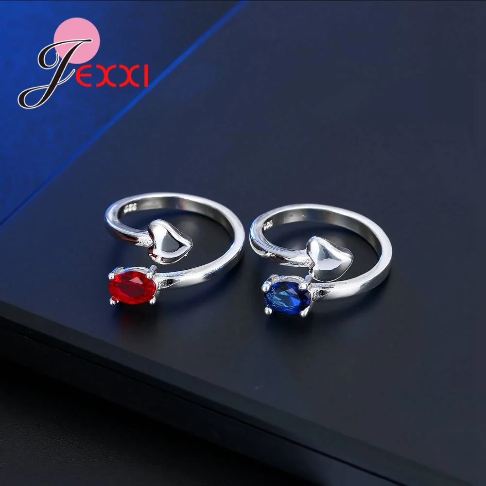 Женское регулируемое кольцо с кристаллом из стерлингового серебра 925 пробы в