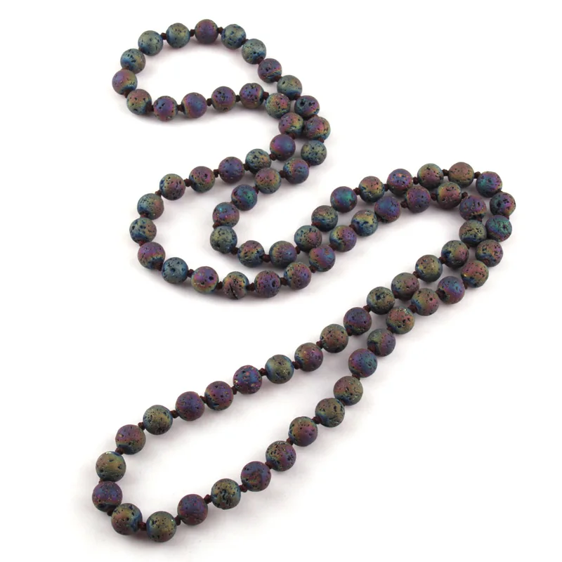 Богемные ювелирные изделия длиной 86 см 130 искусственная черная лава с узлом