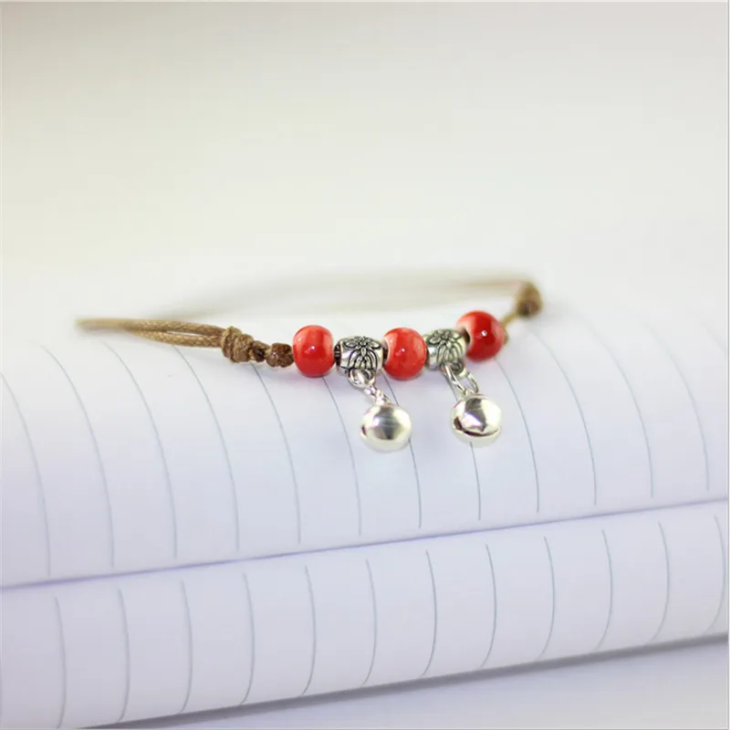 Браслет на лодыжку женский с бесконечными керамическими бусинами пляжный