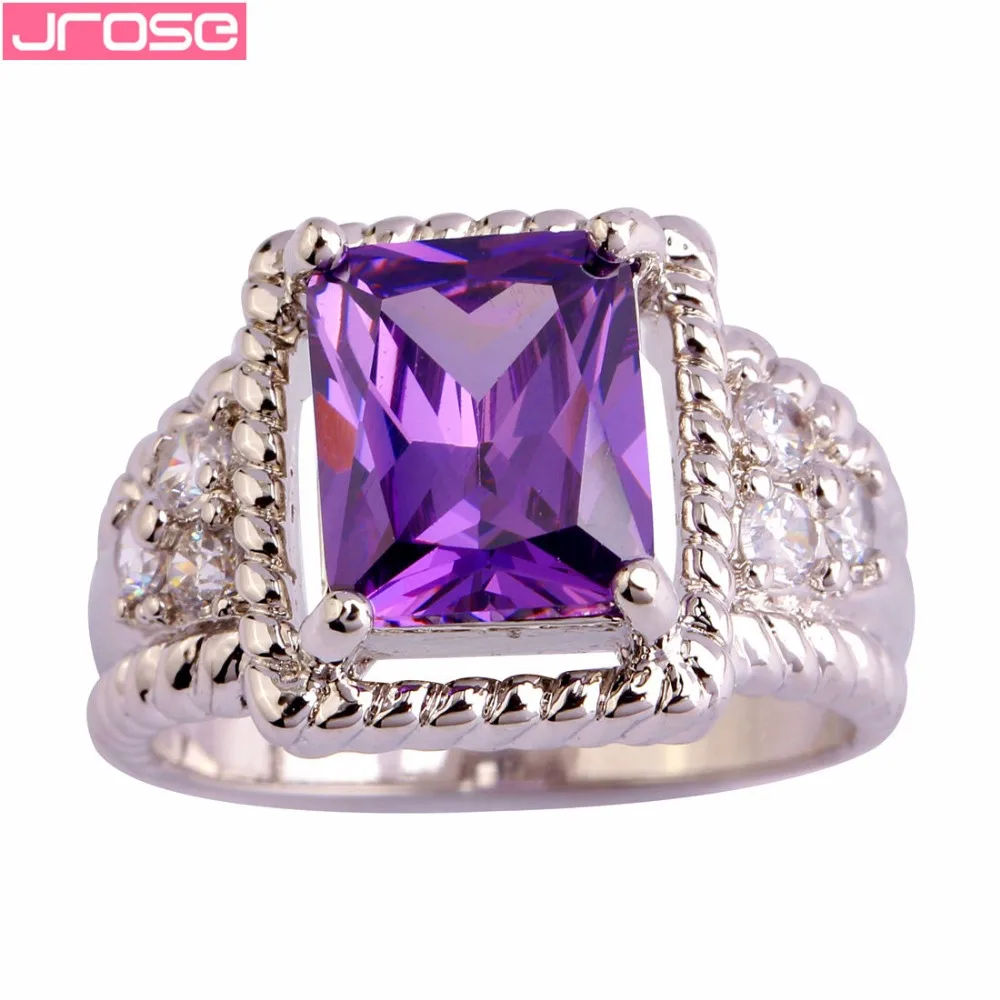 

JROSE Wholesale Mens Fashion Purple & Green & Red Cubic Zircon Silver Gorgeous Wedding Band Ring Size 7 8 9 10 11 12 Gifts