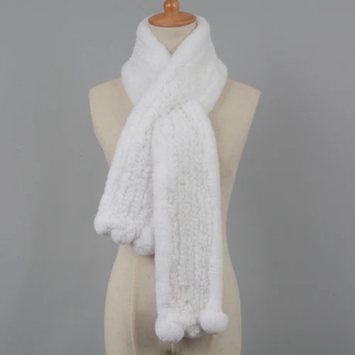 White Jancoco Max женский толстый вязаный шарф с натуральным кроликом Рекс высокого качества мягкие платки на весну и зиму, сохраняющие тепло лучшие подарки S7125 - Цвет: White