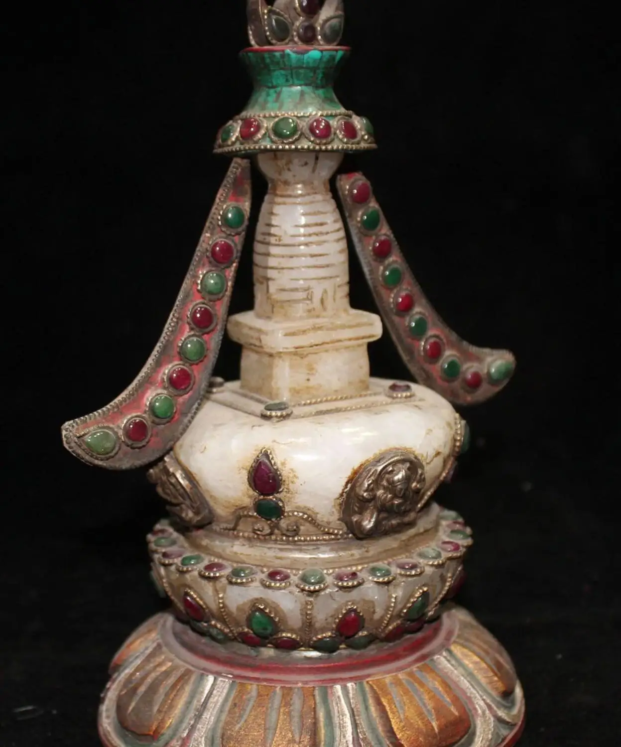 Серебряный Зеленый Tara Padmasambhava Кристальный ступа Будды башня пагода статуя | Дом и