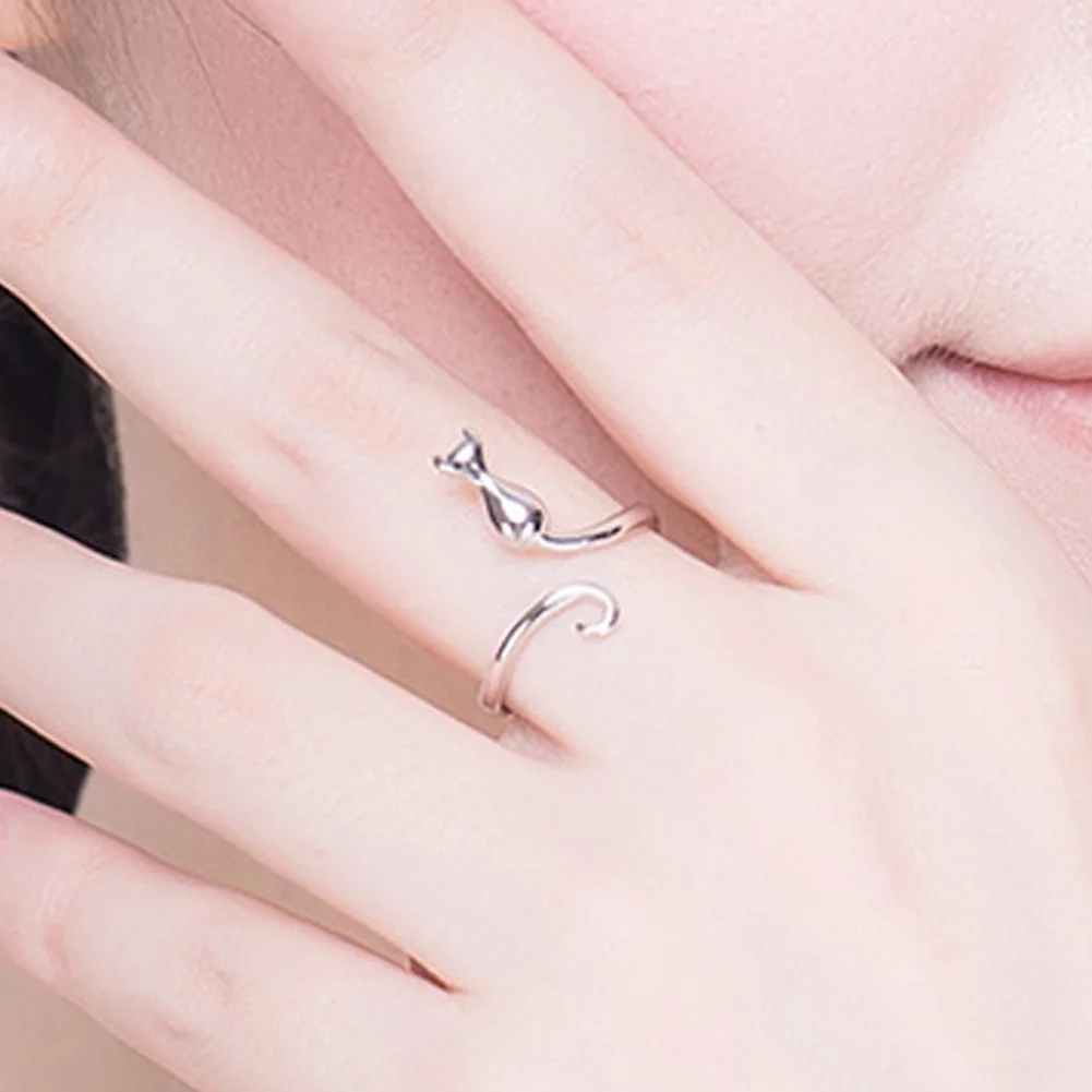 Открытое кольцо в виде кошки высокого качества 2017 Шикарные аксессуары модная