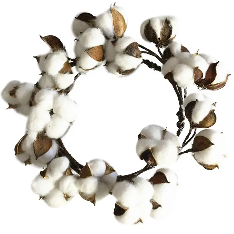 Искусственный хлопок Круглый сушеный цветочный венок Рождественский гирлянда