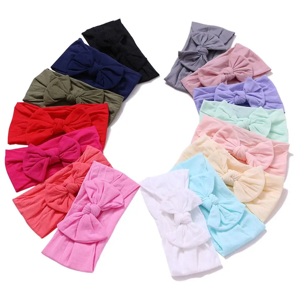 Mixed 15 Colors 15 шт./лот мягкие банты для высокого пучка, украшение для детей, повязка на голову, повязка для малышей нейлон детские женские ленты для волос один размер подходит всем Детские аксессуары для волос 15 цветов JFNY088 - Цвет: Mixed 15 Colors