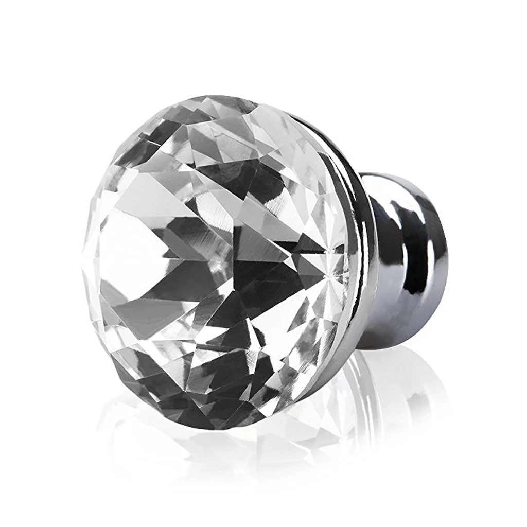 8X25 мм Серебряная прозрачная дверная ручка из хрустального стекла шкафа