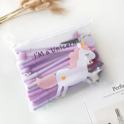Purple A 20 шт набор гелевых ручек красочный дизайн черные чернила для ручки Kawaii животные Единорог канцелярские принадлежности для письма школьника подарочные ручки - Цвет: Purple A
