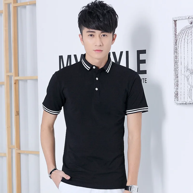 10 шт./лот модная мужская рубашка-поло облегающая с коротким рукавом повседневная