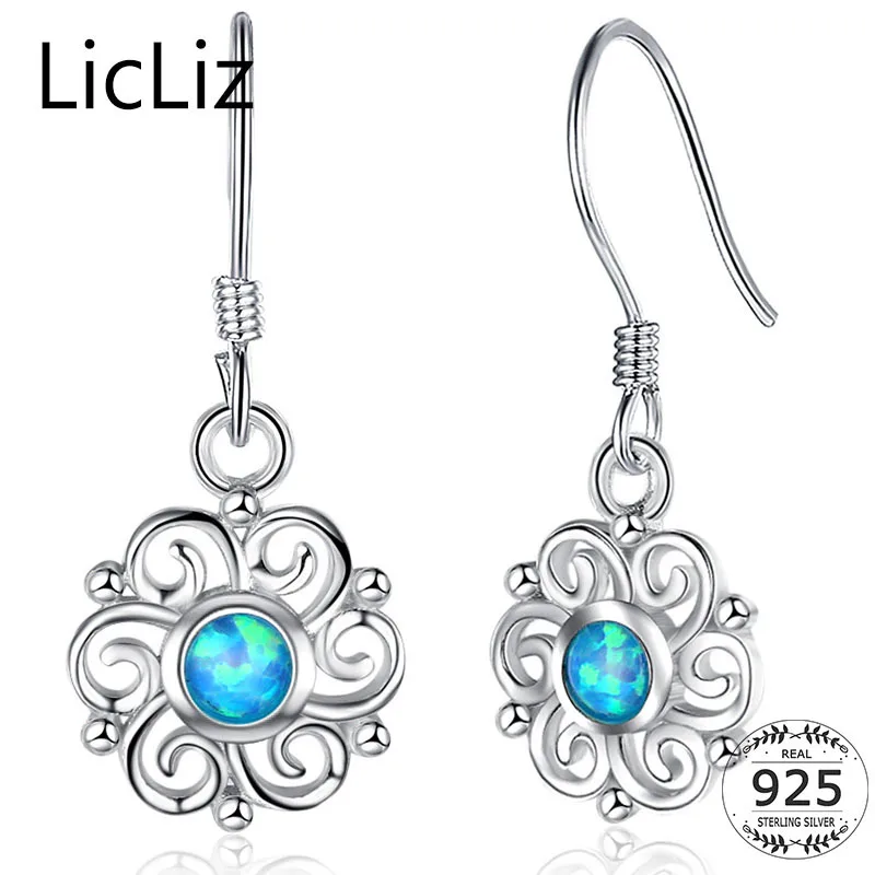 Женские серьги подвески из серебра с голубым огненным опалом|earrings for|earrings for
