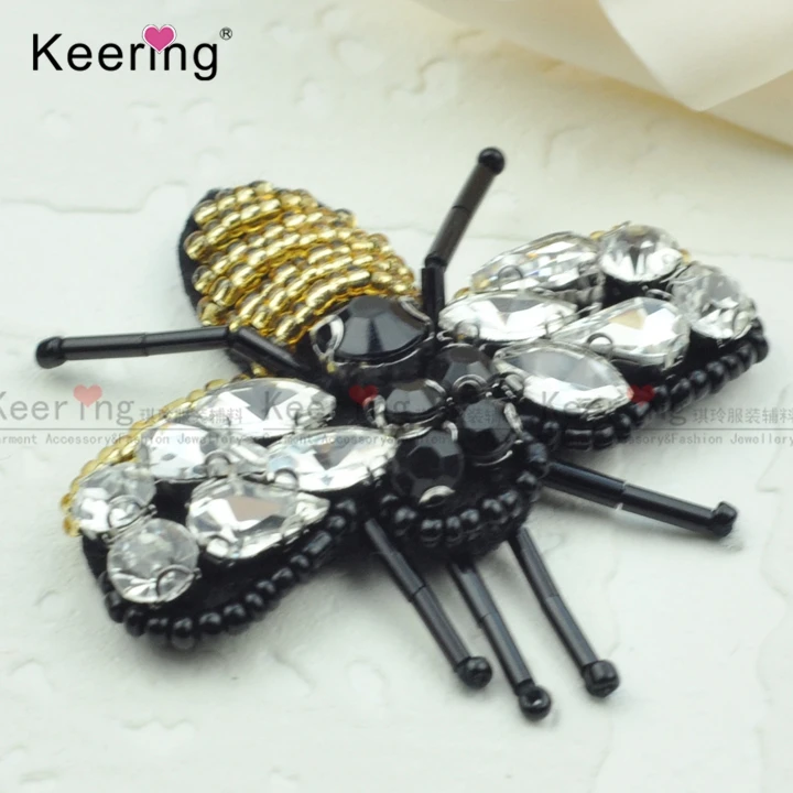 

Fashion Hornet Rhinestone Beaded Embroidery Patch for clothes WPHB-216