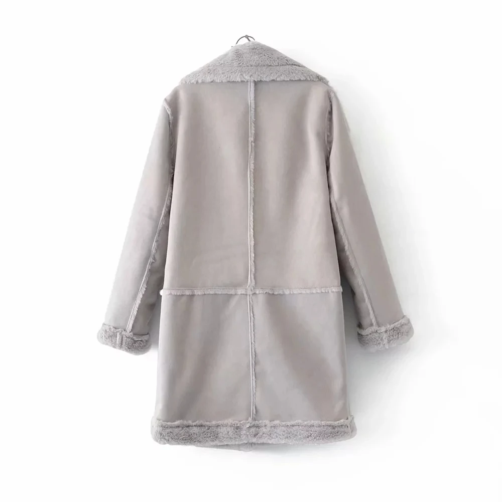 Зимняя куртка из искусственной замши женские длинное пальто уличная панк молния