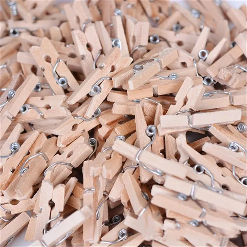 

100PCS/Lot Wooden Clothes Pegs Mini Clothespins Solid Wooden Hanger Clamp DIY Mini Photo Wooden Clips Decorative Clips #BL1