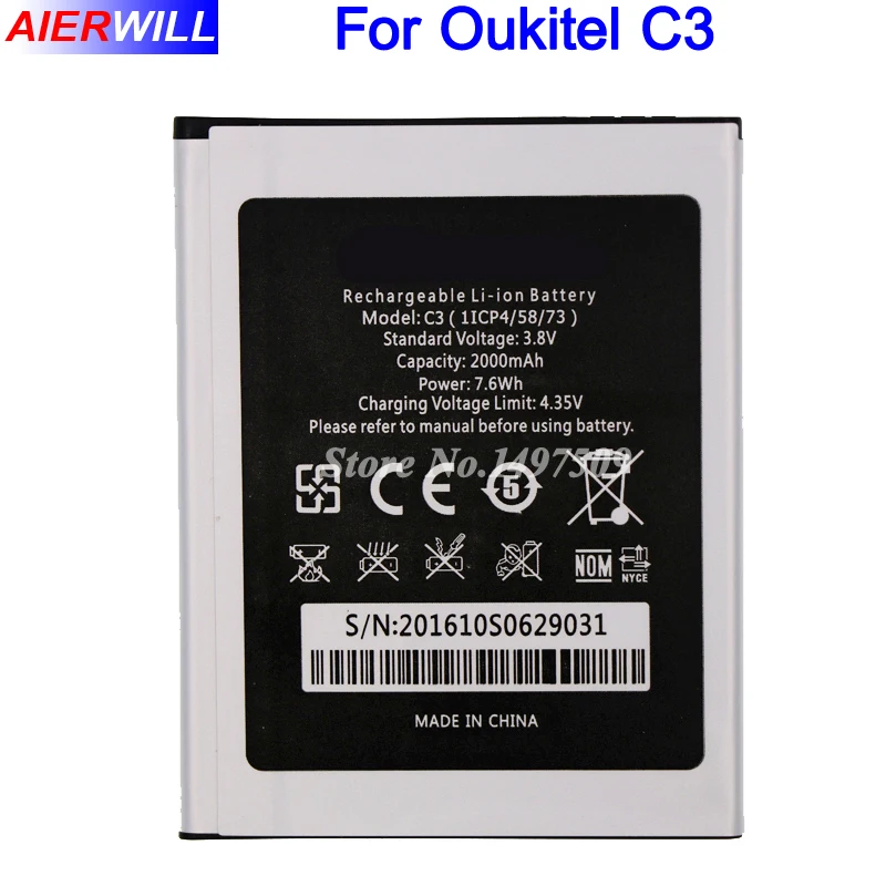 10 шт./лот для Oukitel C3 аккумулятор высокого качества 2000 мАч|battery for|lot batteryoukitel battery |
