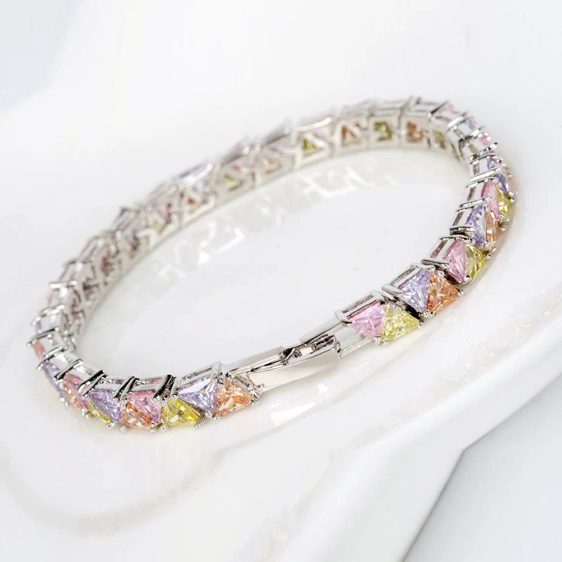 Luoteemi новая распродажа jewelry браслет Треугольники многоцветный AAA CZ высокое