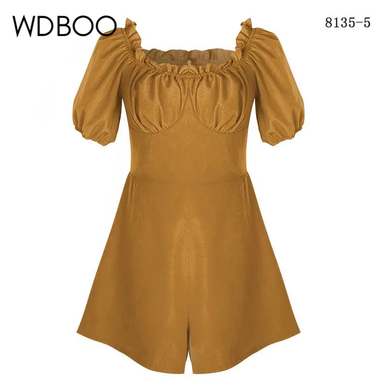 WDBOO летний комбинезон с короткими рукавами и расклешенными штанинами для женщин