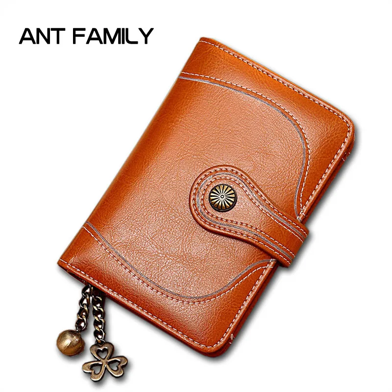 Высококачественный настоящий кожаный женский кошелек Маленький женский короткий дамский мини-кошелек Мода Ретро Масло Восковые кошельки на.
