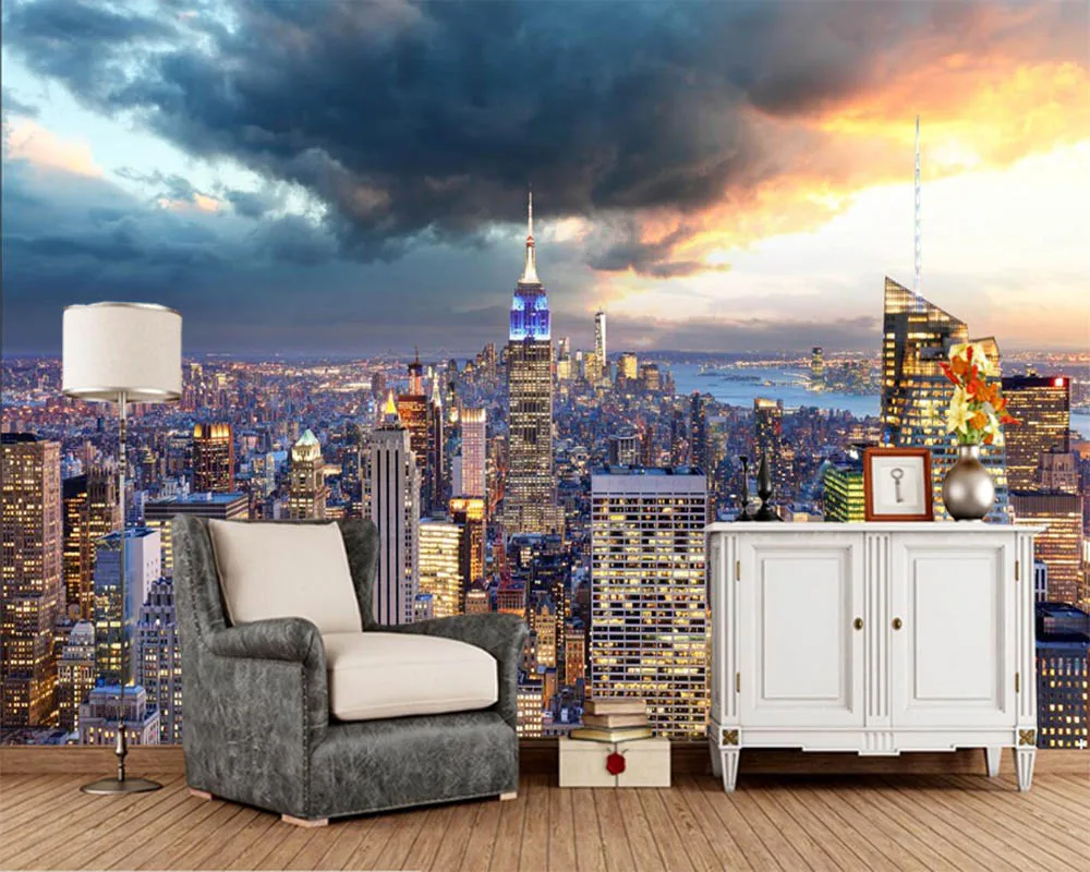 

Papel де США небоскребы Нью-Йорк Манхеттен облака здание обои, гостиная диван ТВ стены спальни Настенные рисунки для бара
