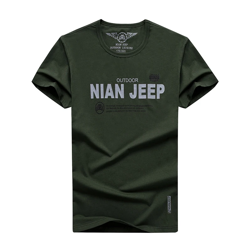 Футболка NIANJEEP мужская с круглым вырезом тенниска из 95% хлопка Спортивная майка