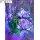 DIY Алмазная вышивка цветок картина стразы, 5D Алмазная вышивка крестиком на рисунке, фиолетовых роз мозаичное украшение стены LK1