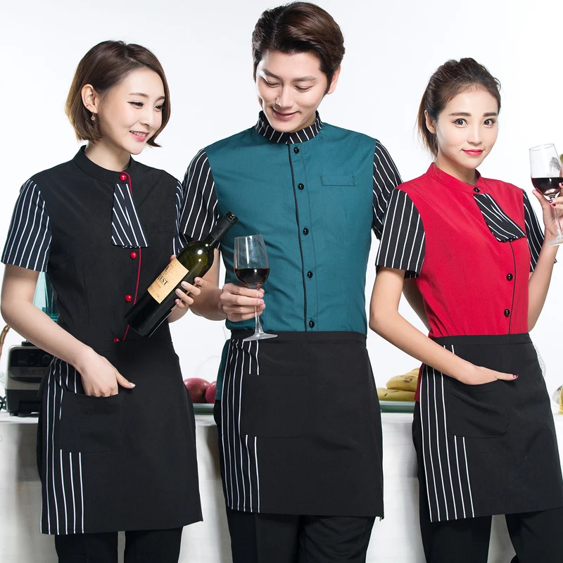 Рубашка для официанта с коротким рукавом рабочая одежда работы ресторана кафе