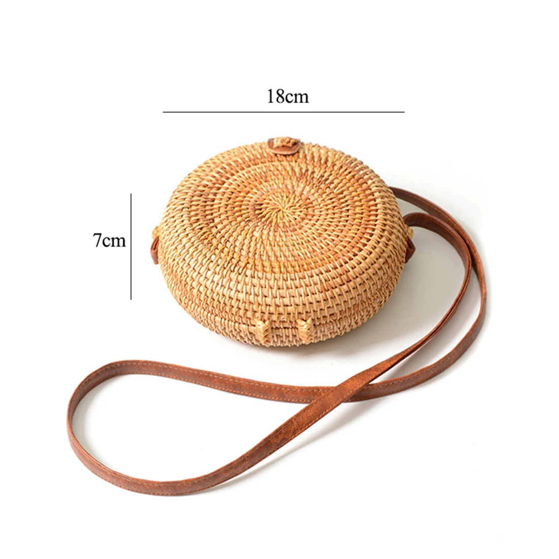 Женская плетеная Сумка из ротанга INS Пляжная Ретро-сумка с круглой кожаной