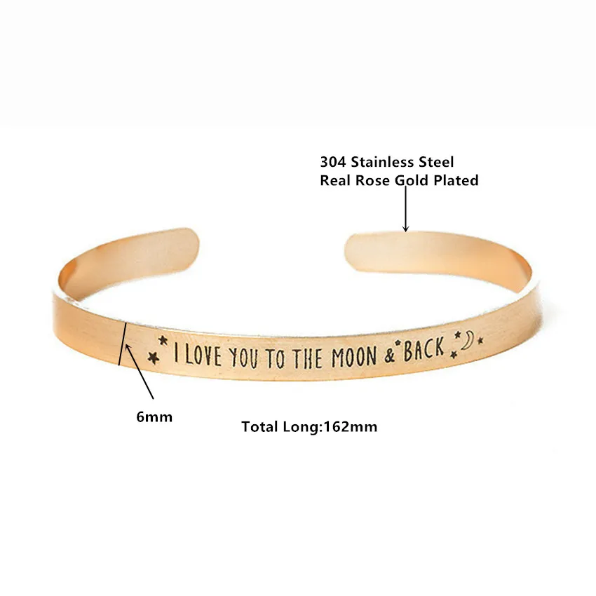 Мужские и женские браслеты из нержавеющей стали I Love You To The Moon & Back|gold bangle|gold fashion