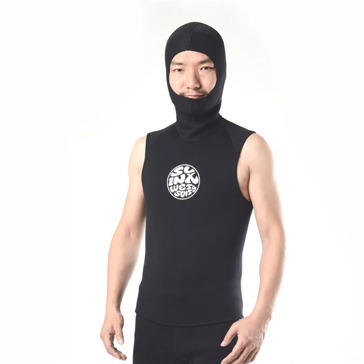 

3mm Neoprene Wetsuit Sleeveless Jacket Men Hooded Scuba Diving Vest for Snorkeling Spearfishing Surfing Kite Basic Skin Wet Suit