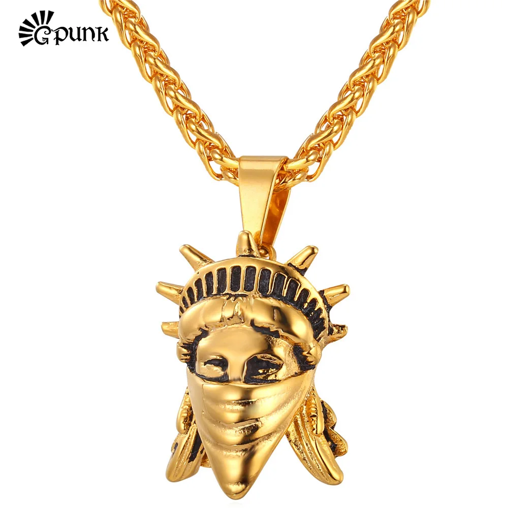 Статуя Свободы подвесное ожерелье уникальный дизайн желтого золота Цвет 316L