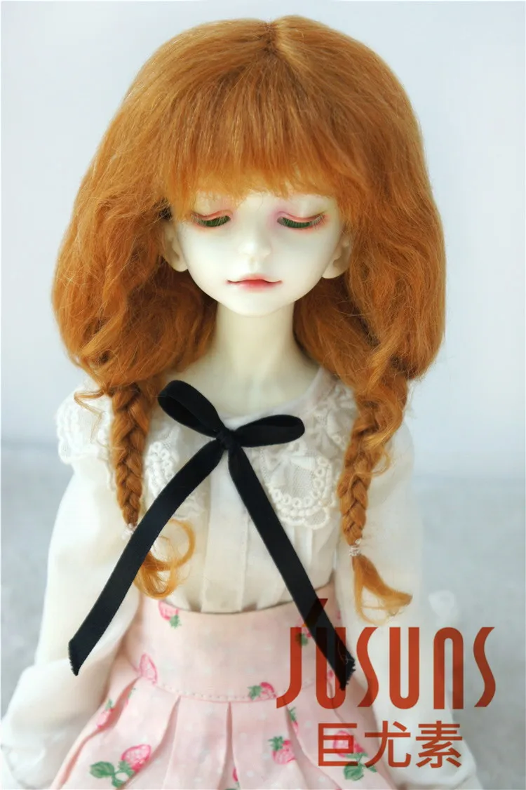D2033B 1/4 MSD красивый мохеровый кукольный парик длинный курчавый BJD волосы Размер 7-8 дюймов мягкий мохеровый парик - Цвет: Ginger M3